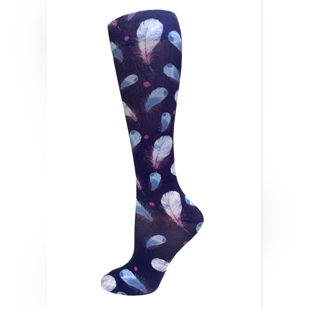 Prestige Medical Knit Compression Socks Medical Feathers Purple